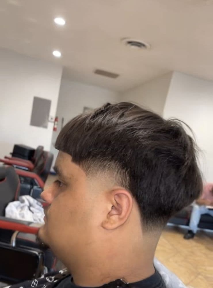 Close crop of a shape-up and fade at JayJ's Barber Shop